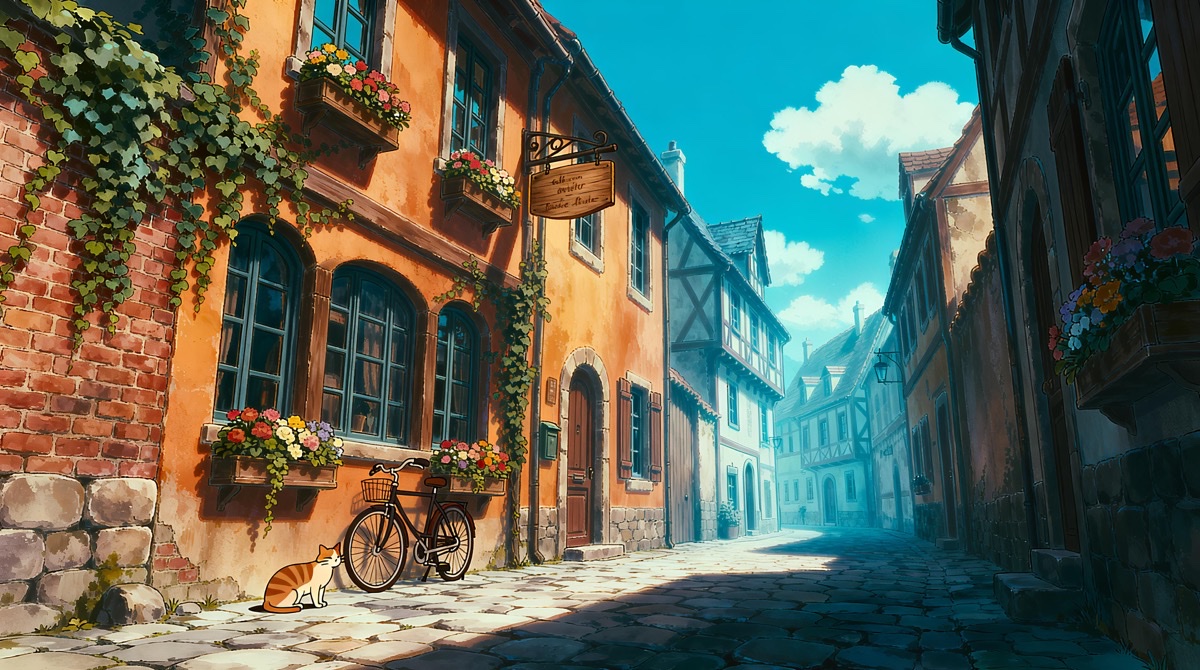 Fairytale cobblestone street